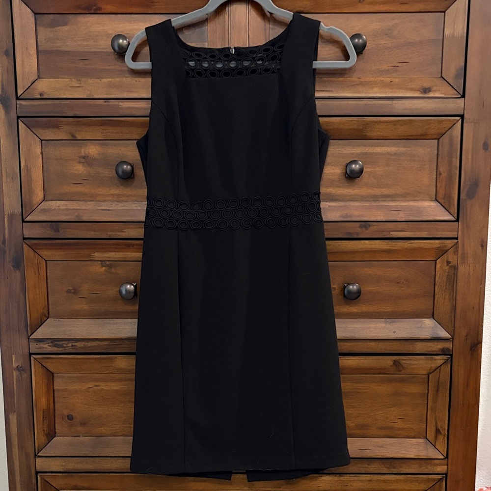 Premise Black Midi Dress with Lace Detail